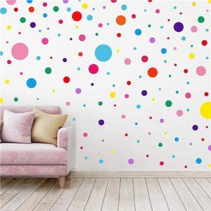 264 Pieces Polka Dots Wall Sticker Circle Wall Decal for Kids Bedroom Playroom